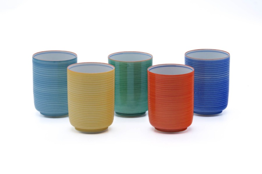 Shop Teaware Arita-yaki Yunomi (Teacups) | Japanese Tea Cups - Set Of 5 Colorful Arita Yuomi - 170 Ml