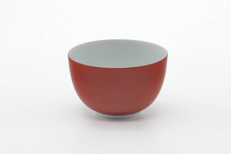 Shop Teaware Arita-yaki Yunomi (Teacups) | Japanese Tea Cup - Red And White Porcelain Arita Ware Yuomi - 175Ml