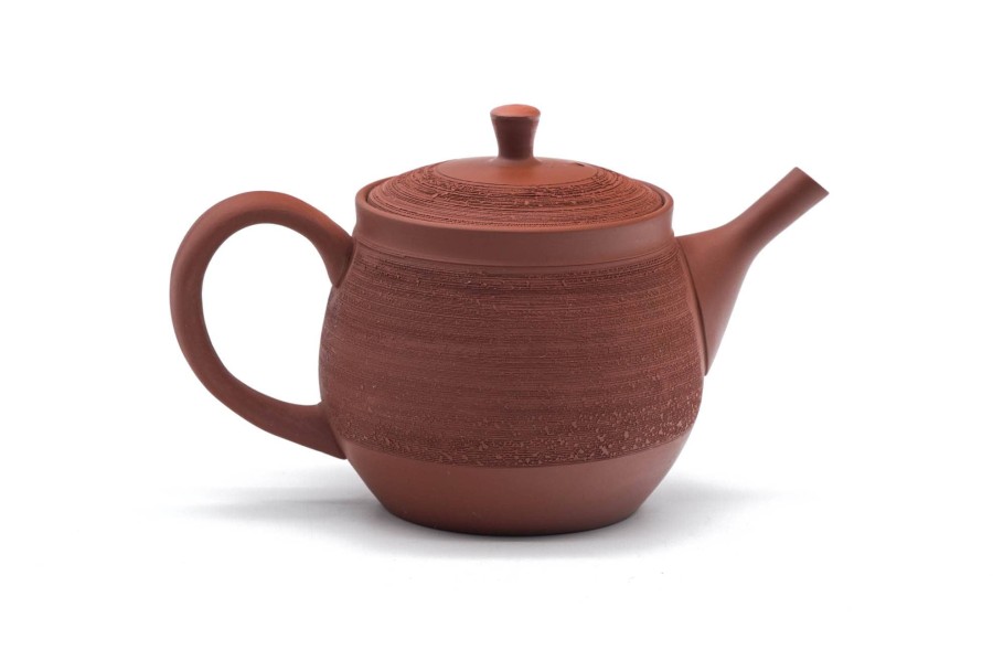 Shop Teaware Tokoname-yaki Kyusu (Teapots) | Kyushu, Japan - Tamakou Jade Kiln - Matsukawa Texture Tokoname Ware Back Handle Teapot - 250Ml