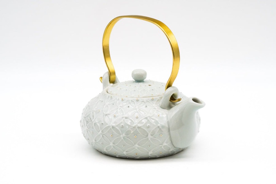 Shop Teaware Kiyomizu-yaki Kyusu (Teapots) | Japanese Dobin - Takashima Shinichi - Icchin Shippo Kiyomizu Teapot - 275Ml