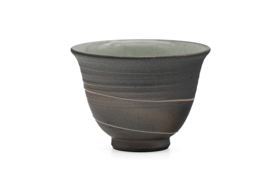 Shop Teaware Tokoname-yaki Yunomi (Teacups) | Japanese Tea Cup - Sawada Tomohiro - Spiral Texture Tokoname Yunomi - 90Ml