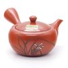 Shop Teaware Tokoname-yaki Kyusu (Teapots) | Kyushu, Japan - Long Grass Carved Tokoname Teapot - 310Ml