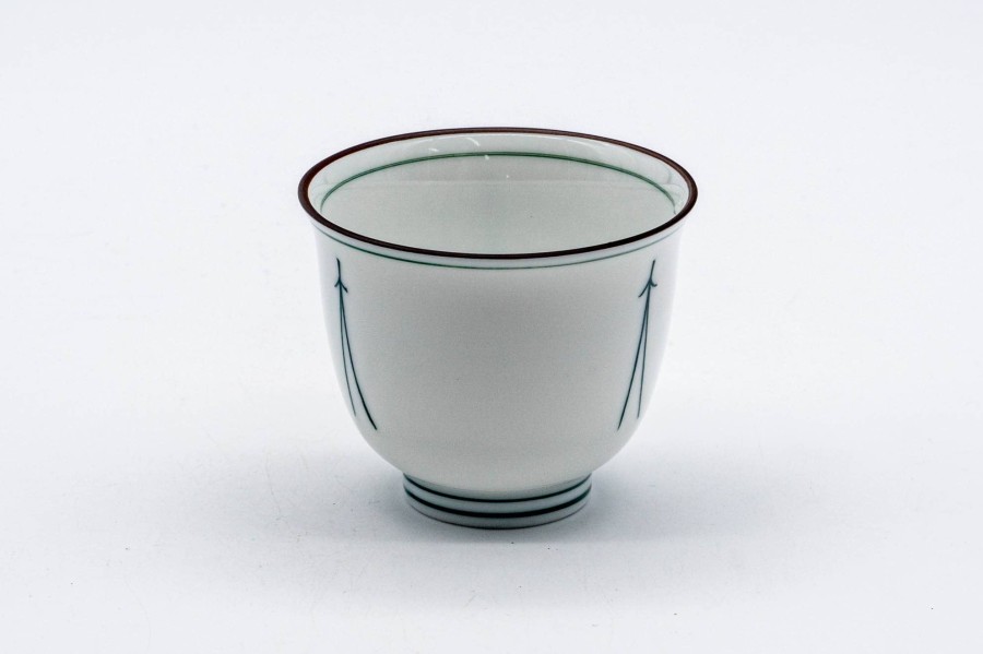 Shop Teaware Mino-yaki Yunomi (Teacups) | Japanese Tea Cup - White Porcelain Pine Needle Mino-Yaki Yunomi - 100Ml