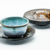 Shop Teaware Lacquer Chataku (Tea Saucers) | Japanese Tea Tower - Set Of 5 Black Gold Kara-Nuri Lacquer Saucers