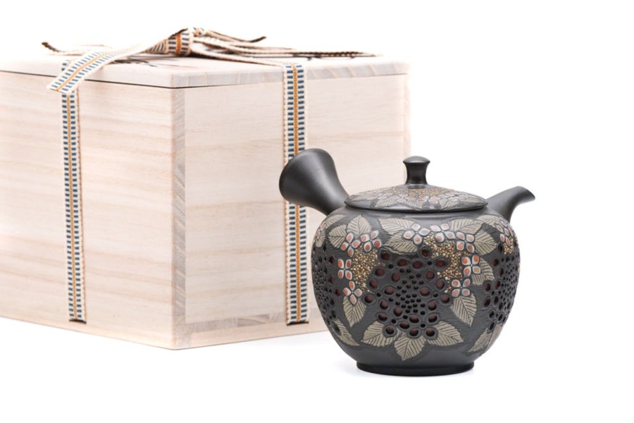 Shop Teaware Tokoname-yaki Kyusu (Teapots) | Japanese Kyusu - Mano Shunen - Hydrangea Layered Tokoname Teapot - 200Ml