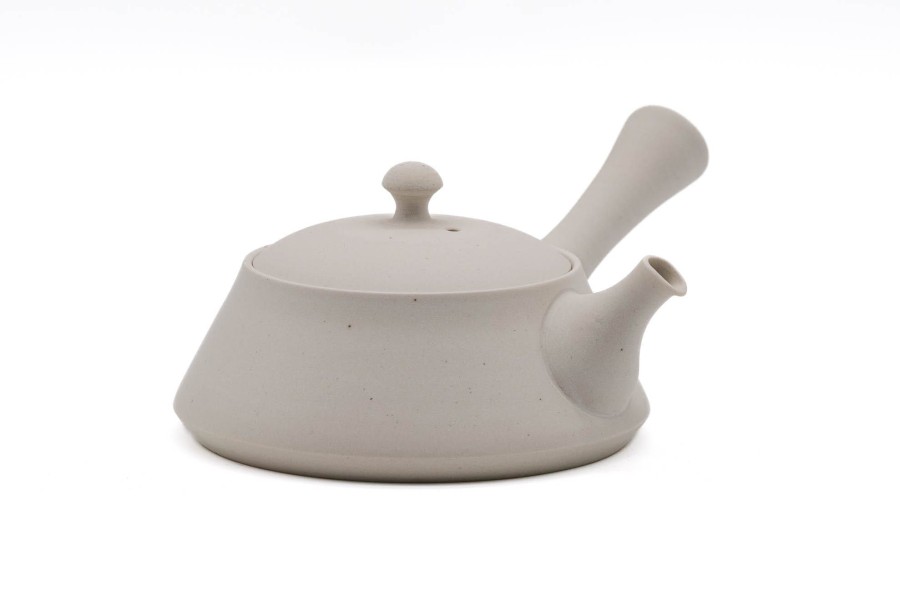 Shop Teaware Tokoname-yaki Kyusu (Teapots) | Japanese Kyusu - Fujita Tokuta - Trapezoidal White Tokoname Teapot - 200Ml