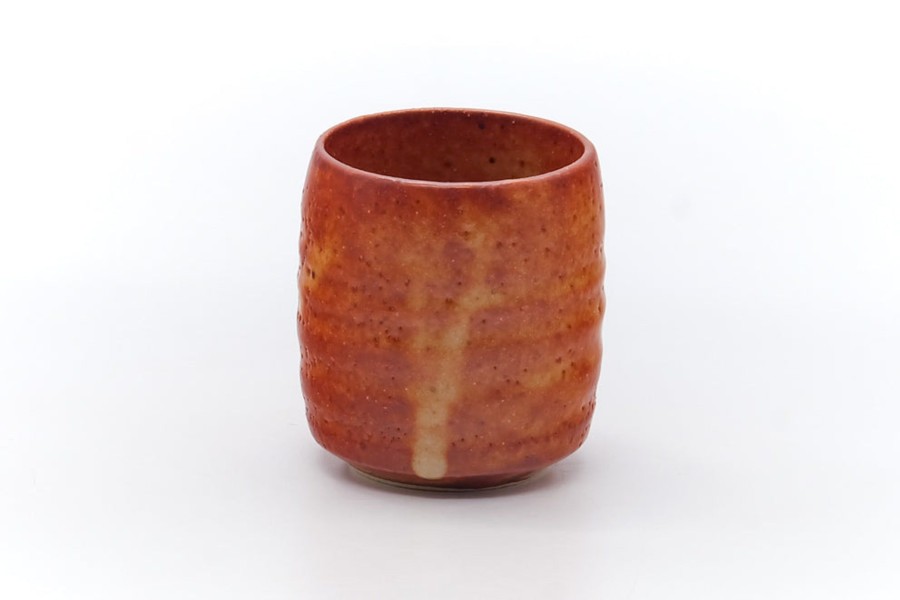 Shop Teaware Mino-yaki Yunomi (Teacups) | Japanese Tea Cup - Orange Shino Glazed Mino Yunomi - 100Ml