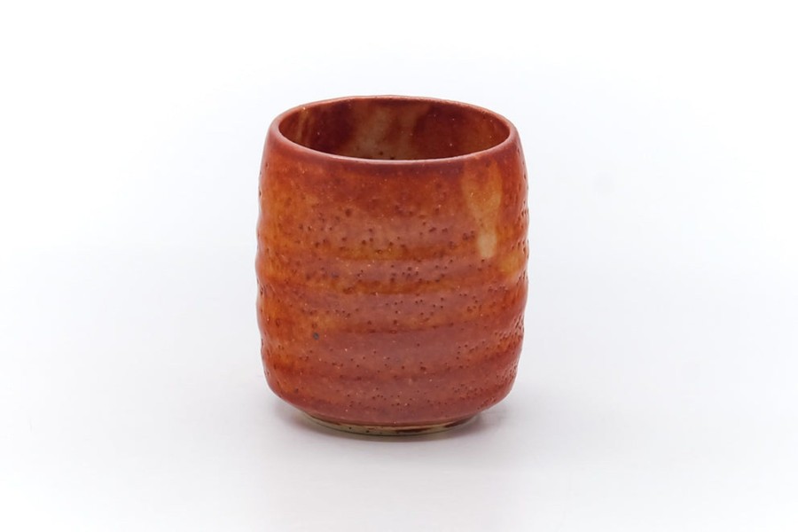 Shop Teaware Mino-yaki Yunomi (Teacups) | Japanese Tea Cup - Orange Shino Glazed Mino Yunomi - 100Ml