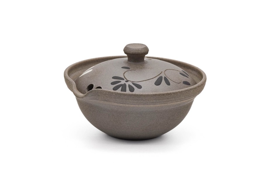 Shop Teaware Tokoname-yaki Houhin & Shiboridashi | Japanese Chaho - Tsuzuki Yutaka - Floral Burnt Stone Teapot - 80Ml