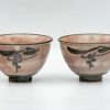 Shop Teaware Other Production Areas Yunomi (Teacups) | Japanese Tea Cup - Pair Of Pink Grape Vine Decoration Yuomi - 130Ml