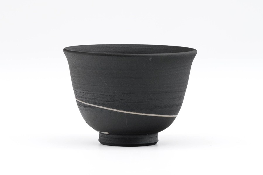 Shop Teaware Tokoname-yaki Yunomi (Teacups) | Japanese Tea Cup - Sawada Tomohiro - Black Spiral Tokoname Yuomi - 130Ml