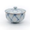 Shop Teaware Arita-yaki Yunomi (Teacups) | Japanese Tea Cup - Blue Geometric Arita With Lid Yunomi - 190Ml