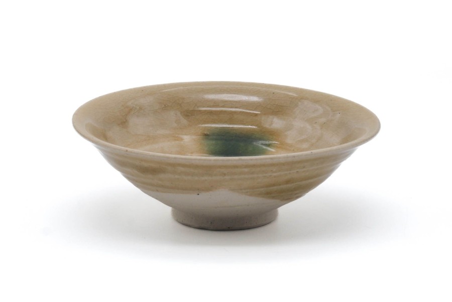 Shop Teaware Seto-yaki Chawan (Matcha Bowls) | Japanese Matcha Bowl - Yellow Green Speckled Seto Yaki Summer Tea Bowl - 250Ml