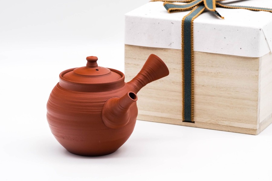 Shop Teaware Tokoname-yaki Kyusu (Teapots) | Japanese Kyusu - Murakoshi Fugetsu - Sujihiki Tokoname Red Shudei Teapot - 280Ml