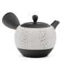 Shop Teaware Tokoname-yaki Kyusu (Teapots) | Kyushu, Japan - Shoho Kiln - Black And White Pearlescent Dot Tokoname Teapot - 300Ml