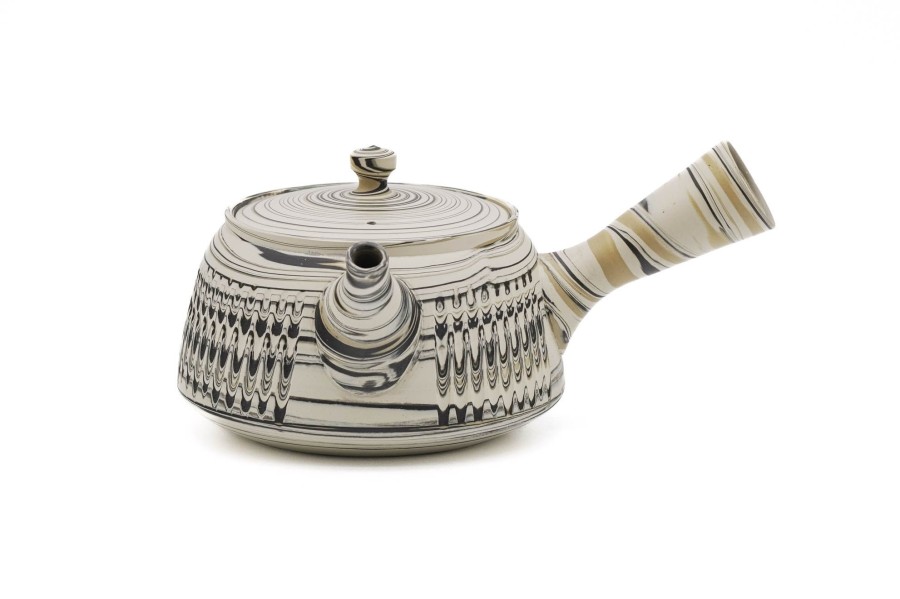 Shop Teaware Tokoname-yaki Kyusu (Teapots) | Kyushu, Japan - Tosen Kiln - Marble Tokoname Yaki Trapezoidal Teapot - 260Ml