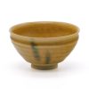 Shop Teaware Seto-yaki Chawan (Matcha Bowls) | Japanese Matcha Bowl-Yellow Green Striped Wooden Seto-Yaki Tenmoku-Shaped Tea Bowl-350Ml