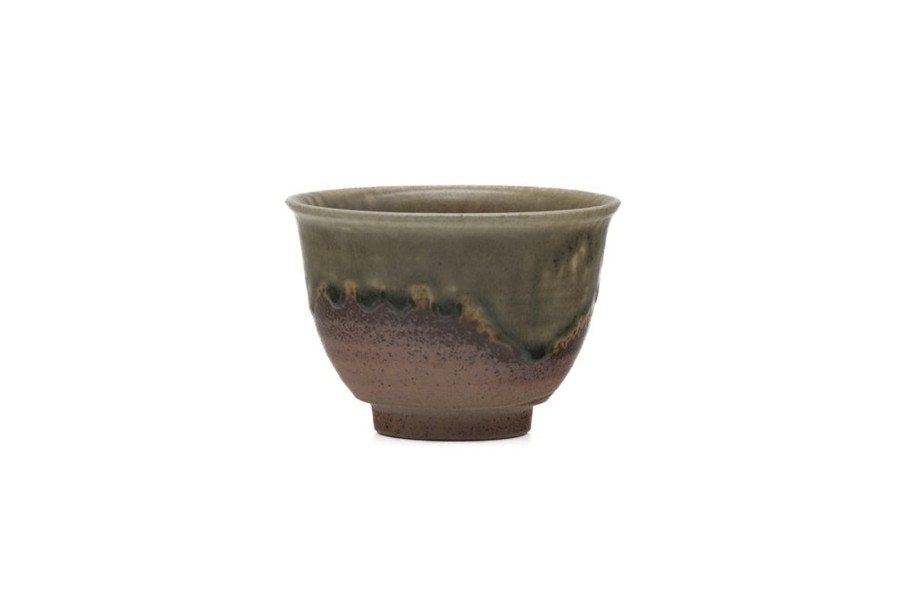 Shop Teaware Tokoname-yaki Yunomi (Teacups) | Japanese Tea Cup - One Heart - The Beauty Of Tokoname Yakisoup With Gray Green Glaze - 120Ml