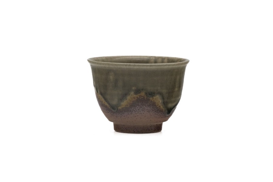 Shop Teaware Tokoname-yaki Yunomi (Teacups) | Japanese Tea Cup - One Heart - The Beauty Of Tokoname Yakisoup With Gray Green Glaze - 120Ml