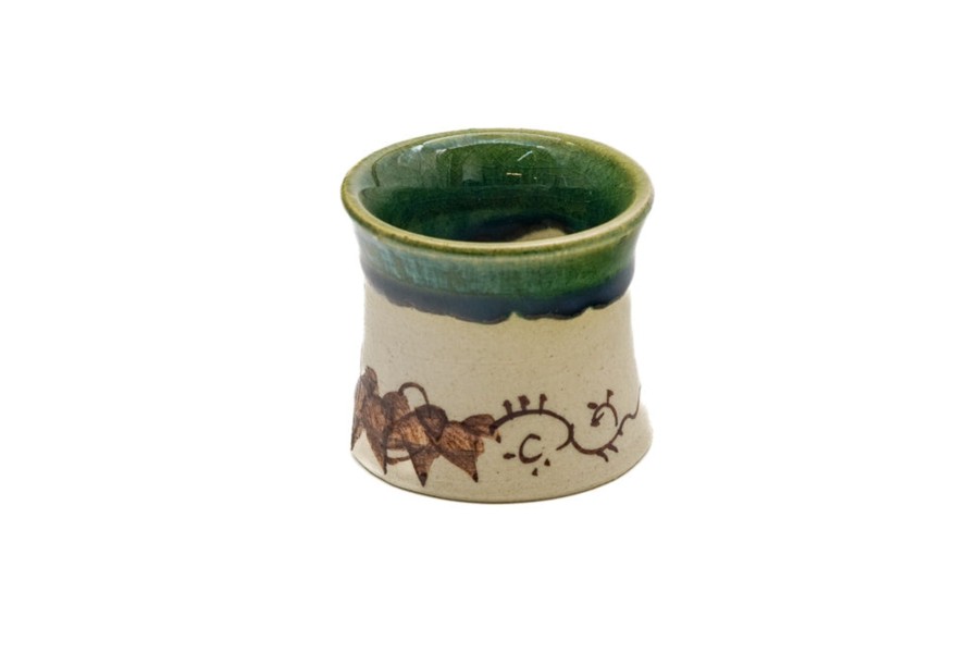 Shop Teaware Oribe-yaki Tea Ceremony Utensils | Japanese Futaoki - Green Drop Glaze Oribe Yaki Cover Holder