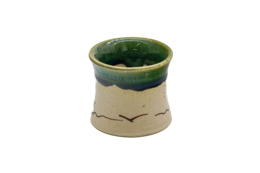 Shop Teaware Oribe-yaki Tea Ceremony Utensils | Japanese Futaoki - Green Drop Glaze Oribe Yaki Cover Holder