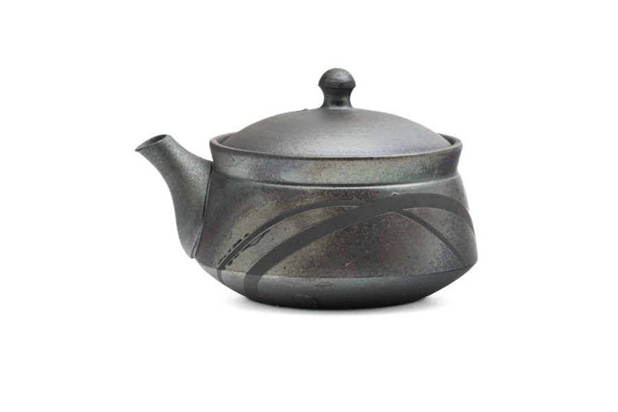 Shop Teaware Tokoname-yaki Houhin & Shiboridashi | Japanese Houhin - Sawada Tomohiro - Metal Striped Tokoname Teapot - 160Ml