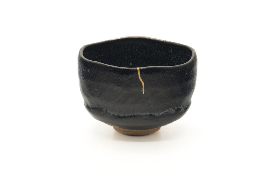 Shop Teaware Raku-yaki Chawan (Matcha Bowls) | Japanese Matcha Bowl - Kintsugi Kuro-Raku Chawan - 530Ml