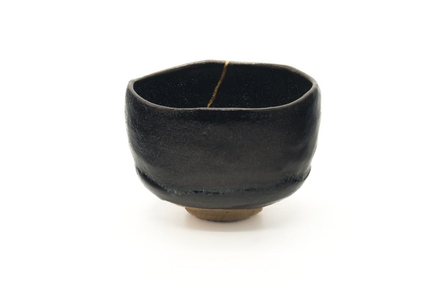 Shop Teaware Raku-yaki Chawan (Matcha Bowls) | Japanese Matcha Bowl - Kintsugi Kuro-Raku Chawan - 530Ml