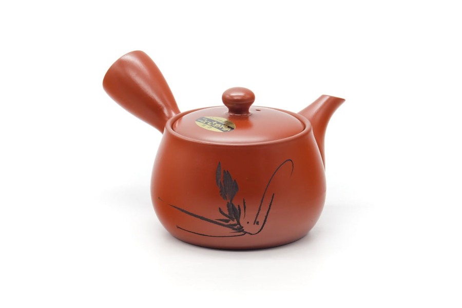 Shop Teaware Tokoname-yaki Kyusu (Teapots) | Kyushu, Japan - Long Grass Carved Tokoname Teapot - 340Ml