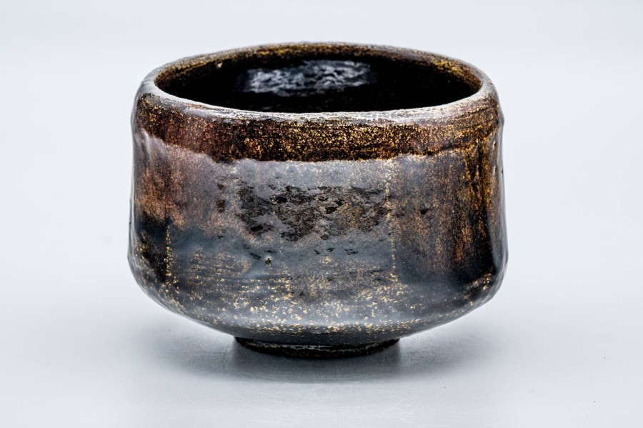 Shop Teaware Raku-yaki Chawan (Matcha Bowls) | Japanese Matcha Bowl - Hand-Carved Black Amber Glazed Raku Tea Bowl - 300Ml