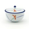 Shop Teaware Arita-yaki Yunomi (Teacups) | Japanese Tea Cup - Blue Bordered Flower Arita Covered Yuno - 170Ml