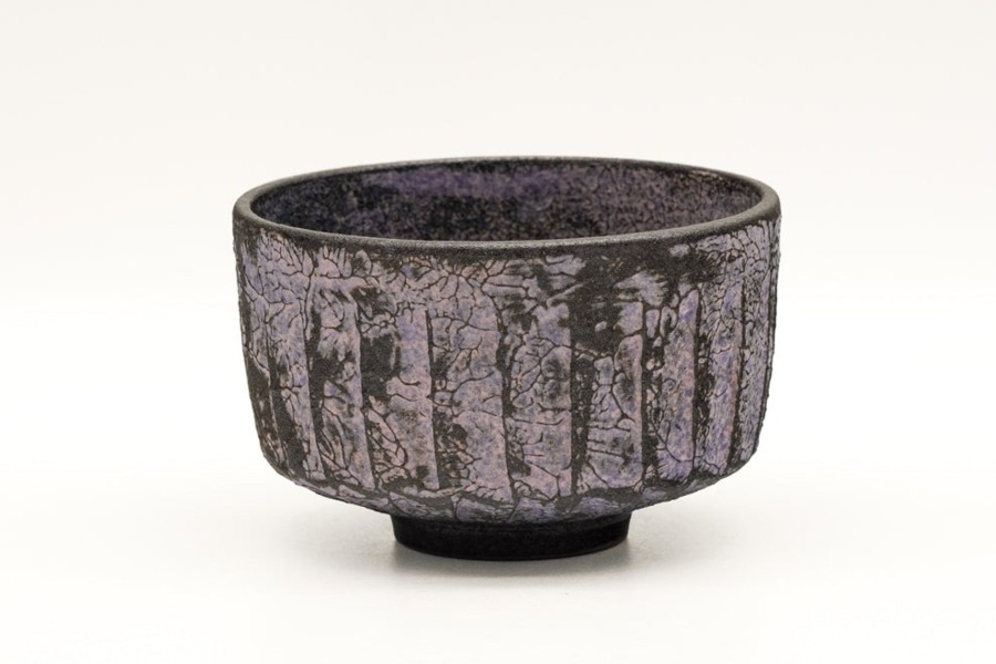 Shop Teaware Kiyomizu-yaki Chawan (Matcha Bowls) | Japanese Matcha Bowl - Igura Toshiya - Faceted Purple Kiyomizu Tea Bowl