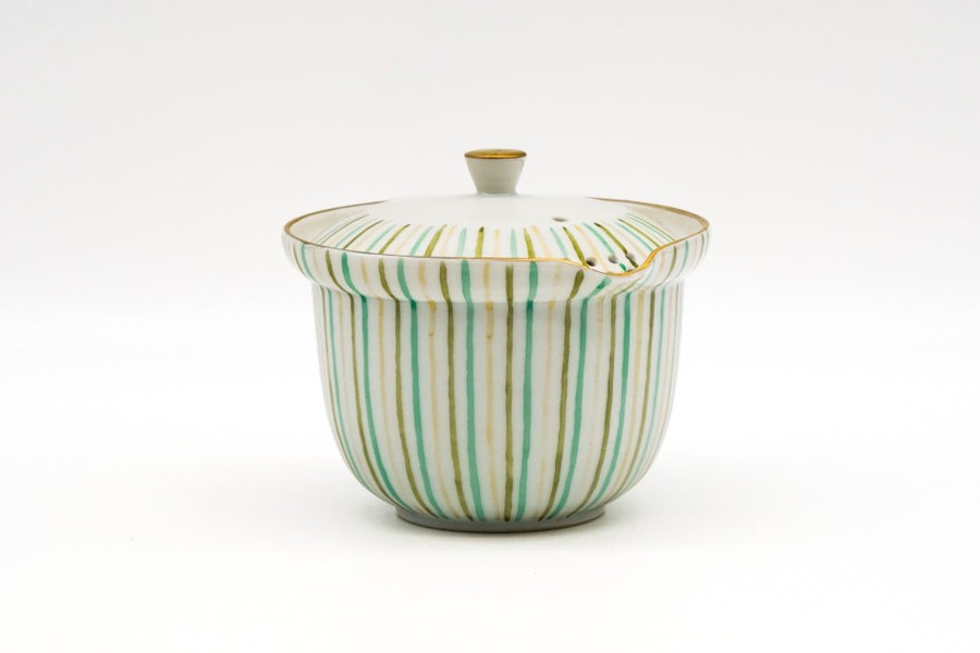 Shop Teaware Kiyomizu-yaki Houhin & Shiboridashi | Japan Houhin - Kuramoto Masao - Striped Tokusa Handleless Teapot - 180Ml