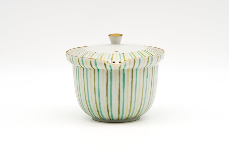 Shop Teaware Kiyomizu-yaki Houhin & Shiboridashi | Japan Houhin - Kuramoto Masao - Striped Tokusa Handleless Teapot - 180Ml